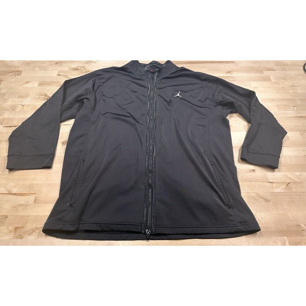 Vintage Nike Air Jordan Track Jacket Mens 2XL Black Full Zip Mock Neck Pocket